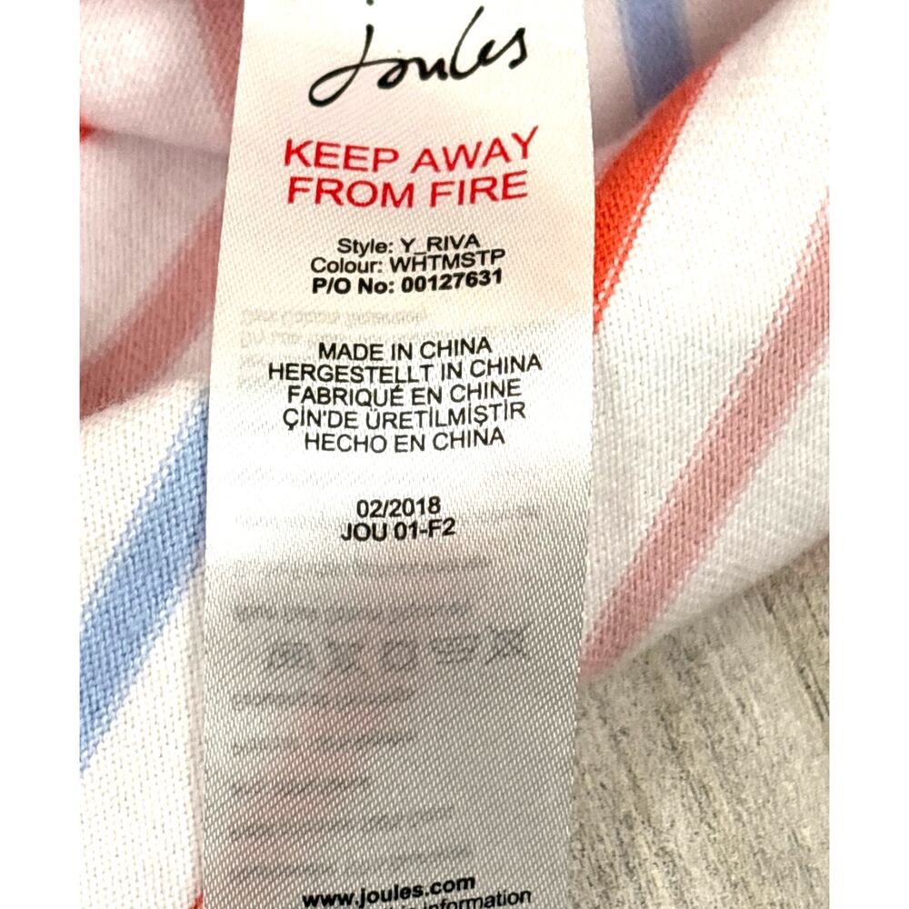 Joules Womens 8 White Multi Stripe Sleeveless Shirt Mini Dress Cotton - Picture 6 of 7